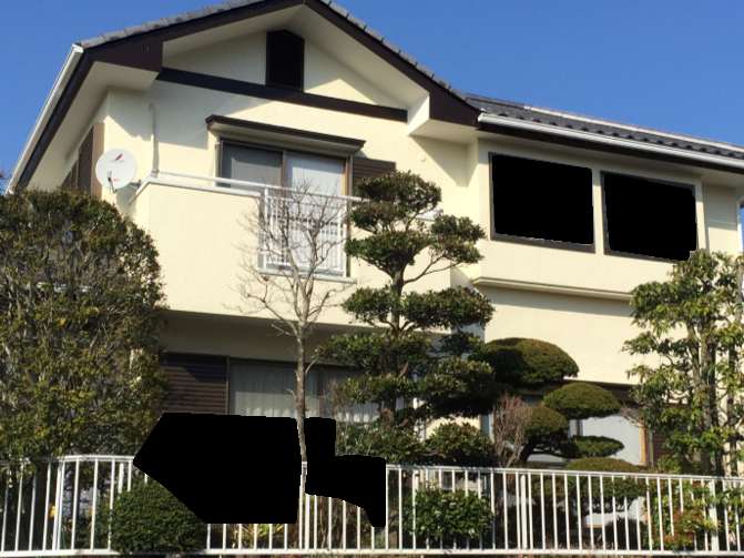 瓦屋根のお家の外壁塗装と木部(破風)・鉄部(雨戸)の塗り替え工事（三島市・Ｉ様邸）