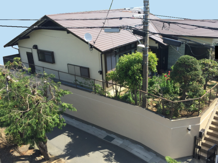 モルタル外壁塗装とガルバリウム鋼板屋根塗装・和風平屋の家（長泉町・Ｉ様邸）
