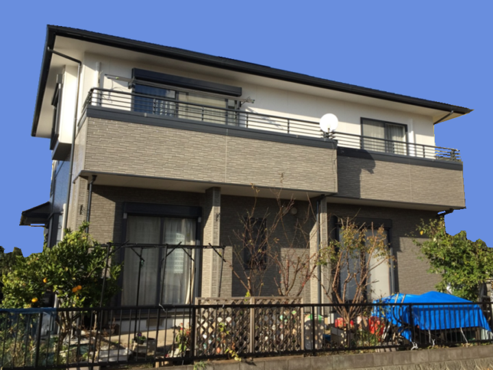 外壁の艶有りクリヤー塗装とスレート屋根塗装（三島市・Ｏ様邸）