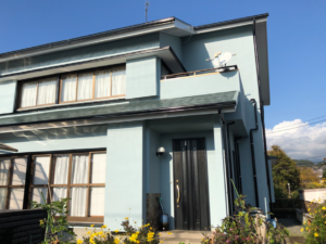 さわやかなブルーの外壁に変化した外壁塗装（富士市・Ｔ様邸）