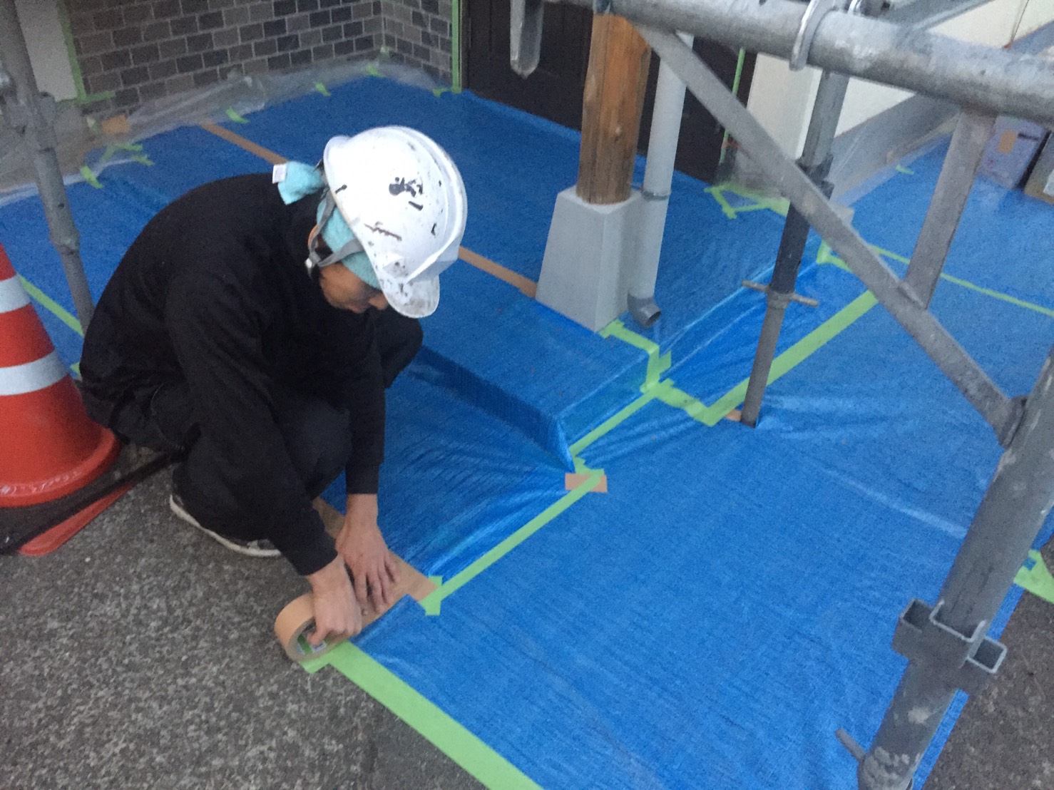 外壁塗装、養生
