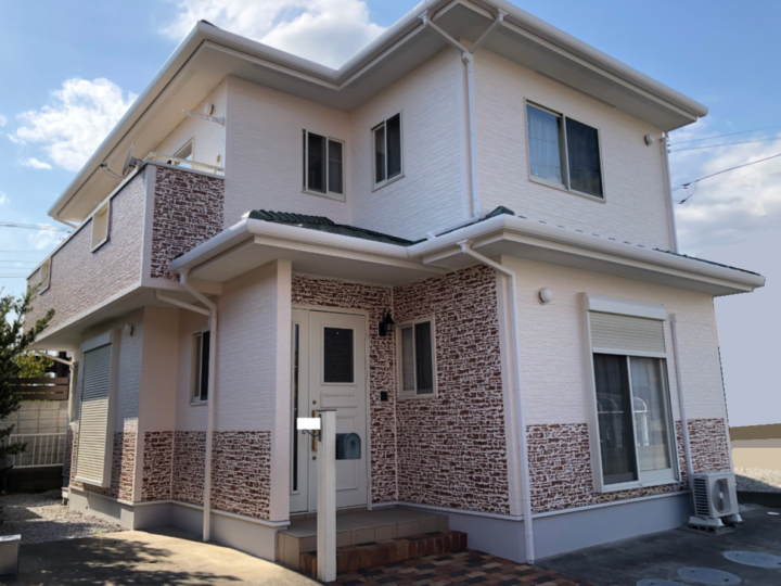 沼津市・M様邸　模様付けで思わず目を引くお洒落な外壁塗装　外壁塗装　付帯物塗装　|静岡県沼津市・三島市・富士市・静岡市の外壁塗装・屋根塗装専門店塗替え情報館