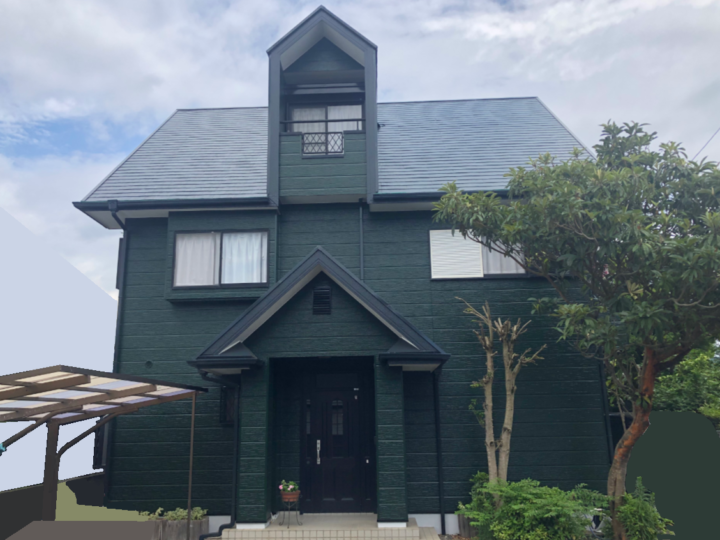 函南町・Y様邸　白から緑への外壁塗装　外壁塗装　屋根塗装　付帯物塗装　|静岡県沼津市・三島市・富士市・静岡市の外壁塗装・屋根塗装専門店塗替え情報館