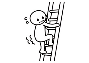 はしごで点検　高所